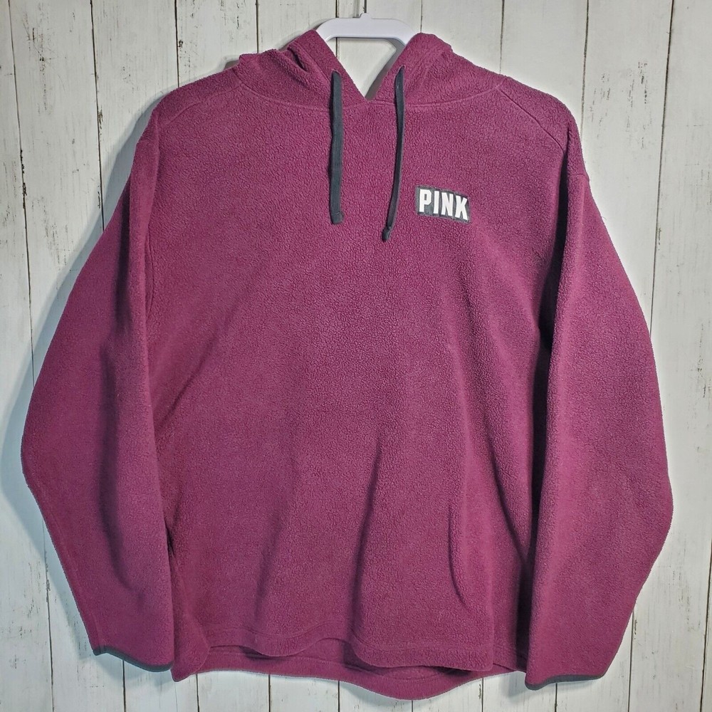 PINK Victorias Secret Hoodie Size L Womens Sweatshirt Pullover Fleece Burgundy